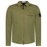 STONE ISLAND ZIP UP OVERSHIRT KHAKI / MILITARY GREEN
