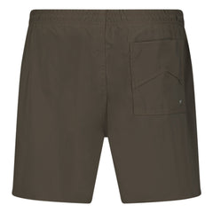 RHUDE WRITING LOGO PRINT SWIM SHORTS KHAKI
