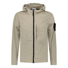 STONE ISLAND FULL ZIP UP HOODED OVERSHIRT BEIGE