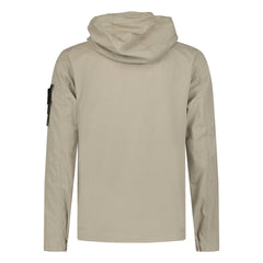STONE ISLAND FULL ZIP UP HOODED OVERSHIRT BEIGE