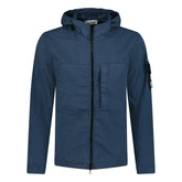 STONE ISLAND ZIP UP HOODED OVERSHIRT JACKET DARK BLUE