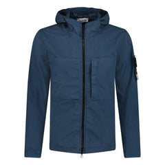 STONE ISLAND ZIP UP HOODED OVERSHIRT JACKET DARK BLUE