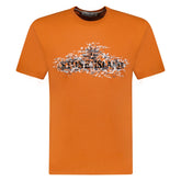 STONE ISLAND LOGO CAMO DESIGN T-SHIRT ORANGE