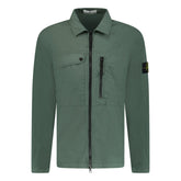 STONE ISLAND SUPIMA COTTON TWILL STRETCH OVERSHIRT JACKET KHAKI GREEN