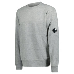 CP COMPANY DIAGONAL RAISED ARM LENS CREW NECK SWEATSHIRT GREY
