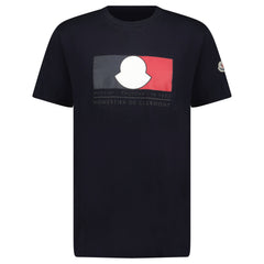 MONCLER TRICOLOUR LOGO MOTIF T-SHIRT NAVY