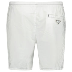 PRADA TRIANGLE LOGO SWIM SHORTS WHITE