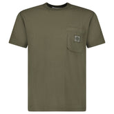 STONE ISLAND COMPASS POCKET LOGO CREWNECK T-SHIRT DARK GREEN