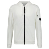 CP COMPANY LIGHT FLEECE LENS ZIP HOODIE WHITE