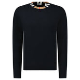BURBERRY NOLAND KNITTED WOOL / CASHMERE JUMPER CHECK NECK BLACK