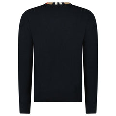 BURBERRY NOLAND KNITTED WOOL / CASHMERE JUMPER CHECK NECK BLACK
