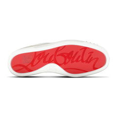 CHRISTIAN LOUBOUTIN LOUIS JUNIOR SPIKES CANVAS BEIGE SNEAKERS