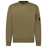 CP COMPANY LENS DIAGONAL RAISED FLEECE OLIVE GREEN