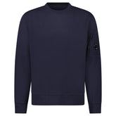 CP COMPANY LENS DIAGONAL RAISED FLEECE NAVY