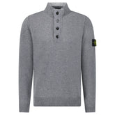 STONE ISLAND GREY HALF ZIP LAMBSWOOL JUMPER