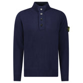 STONE ISLAND NAVY HALF ZIP LAMBSWOOL JUMPER