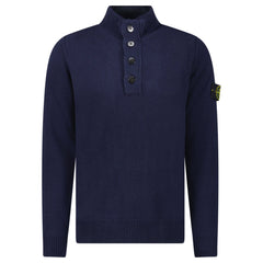 STONE ISLAND NAVY HALF ZIP LAMBSWOOL JUMPER