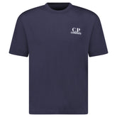 CP COMPANY LOGO PRINT T SHIRT NAVY BLUE