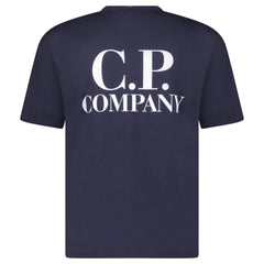 CP COMPANY LOGO PRINT T SHIRT NAVY BLUE