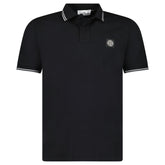 STONE ISLAND STRIPE COLLAR POLO T-SHIRT SLIM FIT BLACK