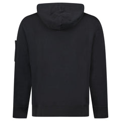 CP COMPANY DIAGONAL COTTON FLEECE LENS HOODIE BLACK