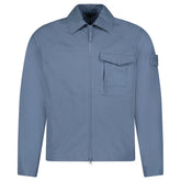 STONE ISLAND GHOST ZIP UP OVERSHIRT SLATE BLUE