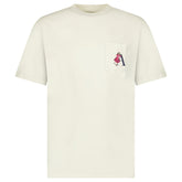 AIMÉ LEON DORE EMBROIDERED 'A' POCKET T-SHIRT SILVER BIRCH GRAY