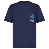 AIMÉ LEON DORE MONOGRAM POCKET TEE NAVY BLUE