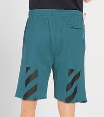 OFF-WHITE LOGO SHORTS OCEAN BLUE