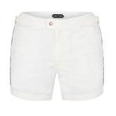 TOM FORD POPLIN SWIM SHORTS OFF WHITE / BLACK