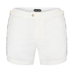 TOM FORD POPLIN SWIM SHORTS OFF WHITE / BLACK