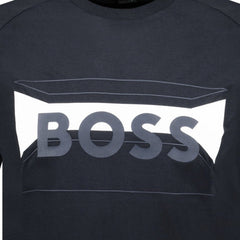 BOSS COTTON-BLEND REGULAR-FIT T-SHIRT WITH LOGO ARTWORK BLACK