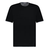 BRUNELLO CUCINELLI DOUBLE CREW NECK T-SHIRT BLACK & GREY