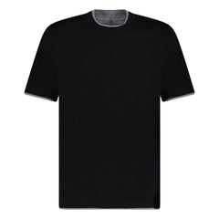 BRUNELLO CUCINELLI DOUBLE CREW NECK T-SHIRT BLACK & GREY