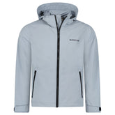 BURBERRY 'HARGRAVE' ZIP-UP LOGO HOODED RAIN JACKET GALE GREY