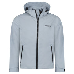 BURBERRY 'HARGRAVE' ZIP-UP LOGO HOODED RAIN JACKET GALE GREY