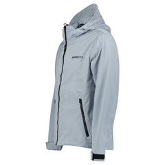 BURBERRY 'HARGRAVE' ZIP-UP LOGO HOODED RAIN JACKET GALE GREY