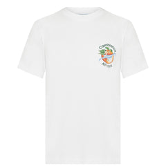 CASABLANCA ORBITE AUTOUR DE L'ORANGE PRINT T-SHIRT WHITE