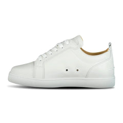 CHRISTIAN LOUBOUTIN LOUIS JUNIOR FLAT WHITE LEATHER TRAINERS