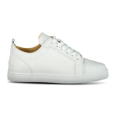 CHRISTIAN LOUBOUTIN LOUIS JUNIOR FLAT WHITE LEATHER TRAINERS