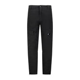 CP COMPANY Lens Zip Cuff Stretch Sateen Cargo Pants Black
