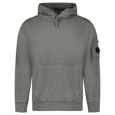 CP COMPANY POCKET LENS DIAGONAL EMERIZED HOODIE GUNMETAL