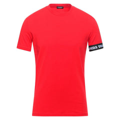 DSQUARED2 Cuffed Tape Logo T-Shirt Red
