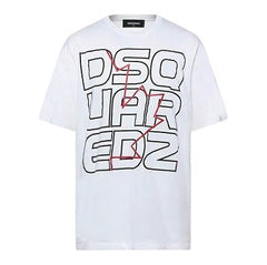DSQUARED2 Red Line Print T-shirt White