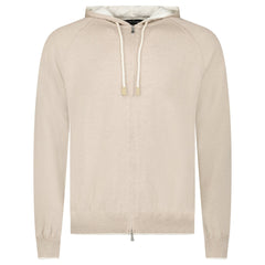 GRAN SASSO COTTON-CASHMERE ZIP HOODIE IN BEIGE