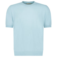 GRAN SASSO COTTON KNIT T-SHIRT IN LIGHT BLUE