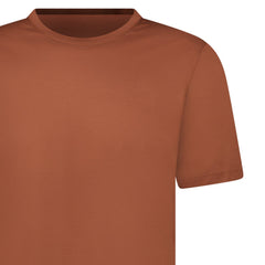 GRAN SASSO MERCERISED COTTON CREWNECK T-SHIRT IN BROWN