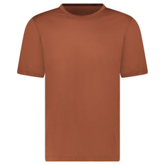 GRAN SASSO MERCERISED COTTON CREWNECK T-SHIRT IN BROWN