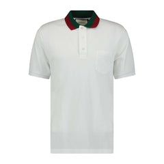 GUCCI Contrast Collar Polo-Shirt White