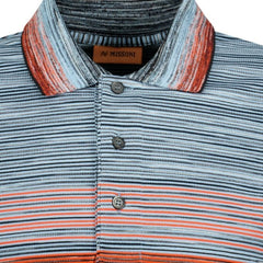 MISSONI 3 Button Up Long Sleeve Polo Shirt Multi-Coloured